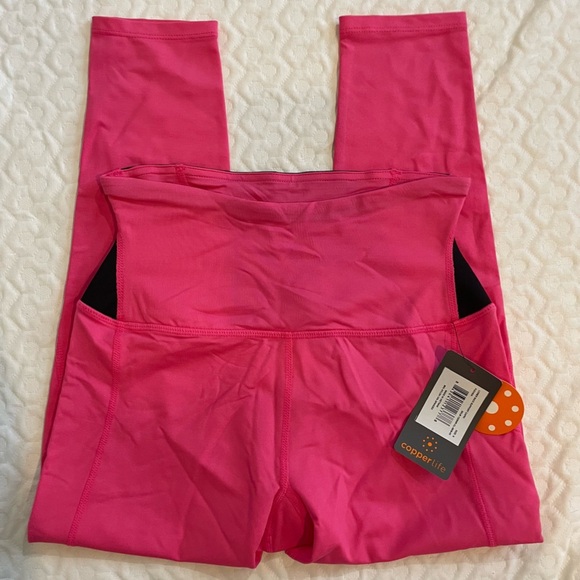 Copper Life Small Leggings Women's Back Support Neon Pink Copper Zinc Infused - Picture 4 of 12